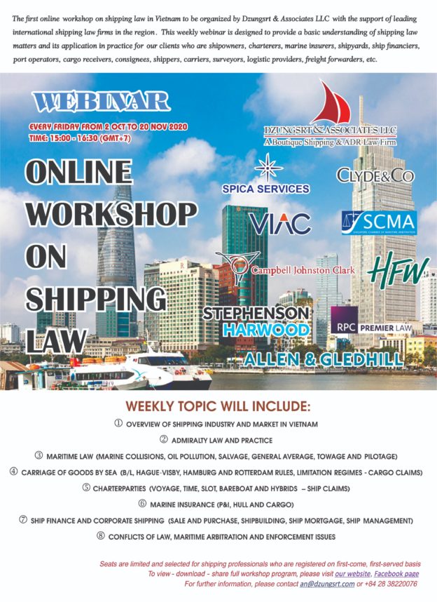 ONLINE TRAINING WORKSHOP ON “SHIPPING LAW – ITS PRACTICAL APPLICATION IN VIETNAM”